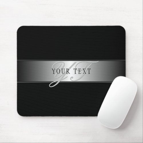 Elegant Editable Monogram Script Writing  Black Mouse Pad