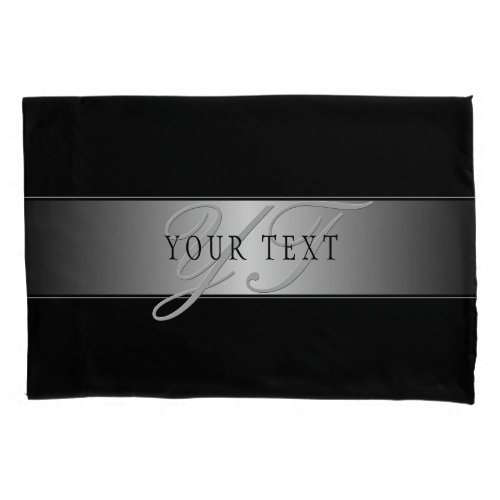 Elegant Editable Monogram Script Writing  Black Pillow Case