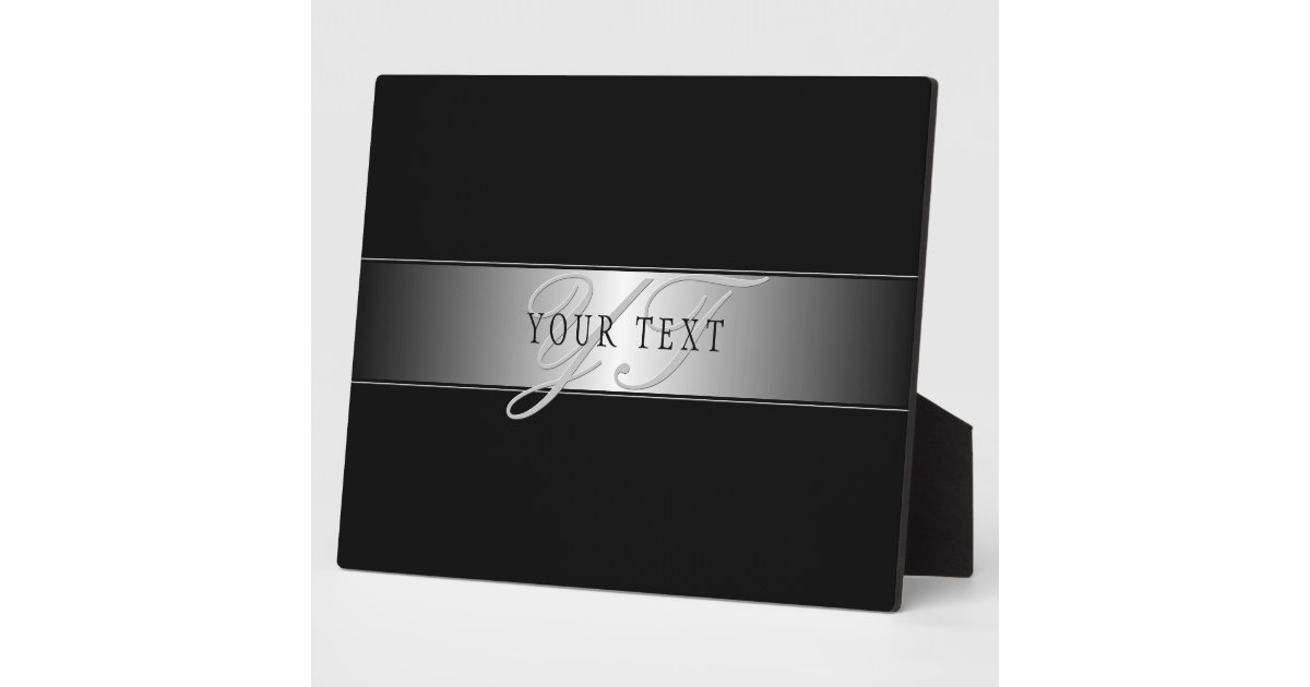 Plaque Inscription Script Elegant Editable Monogram Script Writing | Black Plaque | Zazzle