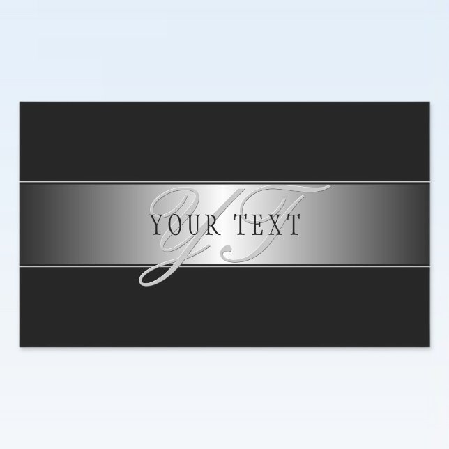 Elegant Editable Monogram Script Writing | Black Rectangular Sticker (Creator Uploaded)
