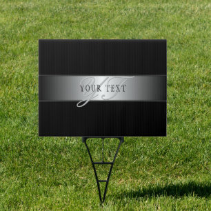 Elegant Editable Monogram Script Writing Black Sign