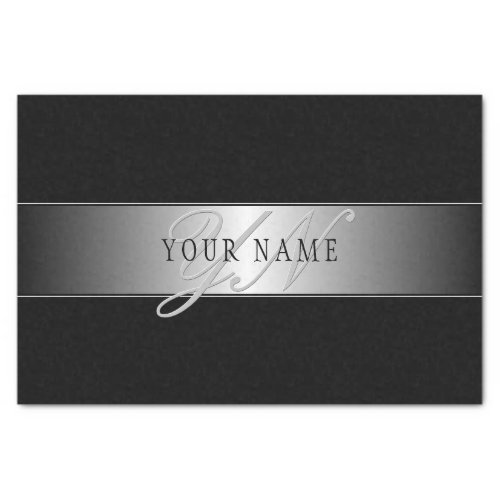 Elegant Editable Monogram Script Writing  Black Tissue Paper