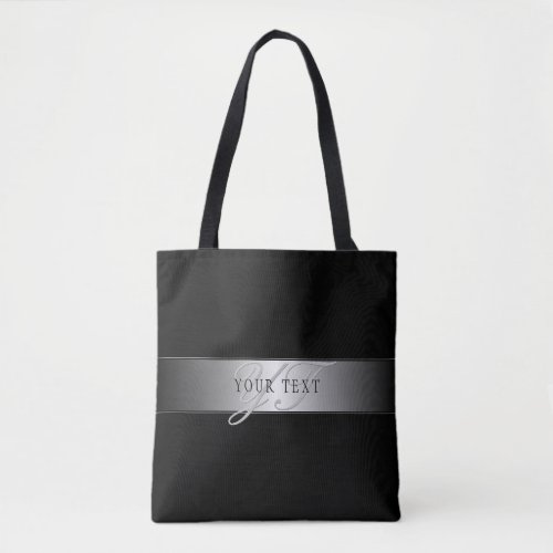 Elegant Editable Monogram Script Writing  Black Tote Bag