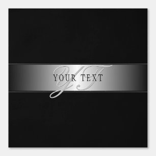 Elegant Editable Monogram Script Writing Black Wallpaper