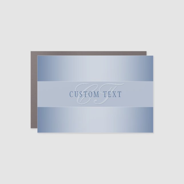 Elegant Editable Monogram Script Writing | Blue Car Magnet (Front)