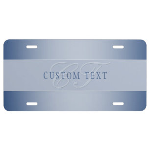 Elegant Editable Monogram Script Writing Blue License Plate