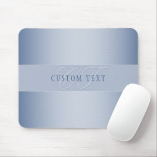 Elegant Editable Monogram Script Writing Blue Mouse Pad