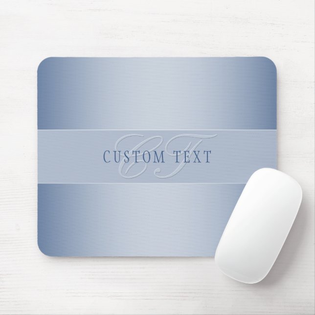 Elegant Editable Monogram Script Writing | Blue Mouse Pad (With Mouse)