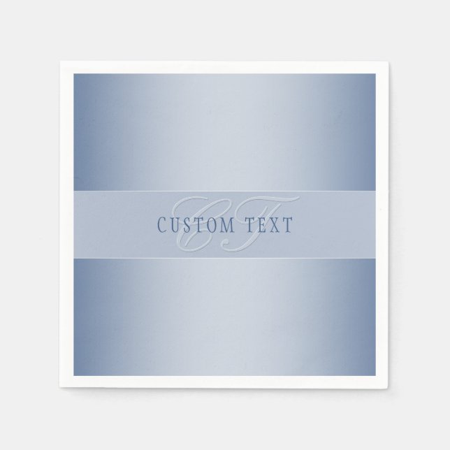 Elegant Editable Monogram Script Writing | Blue Napkins (Front)