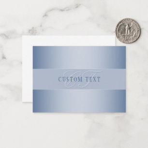 Elegant Editable Monogram Script Writing Blue Note Card