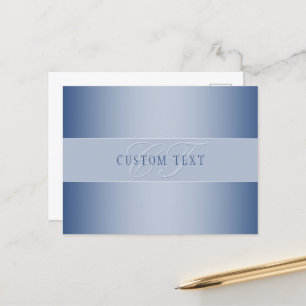 Elegant Editable Monogram Script Writing Blue Postcard