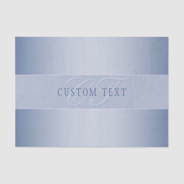 Elegant Editable Monogram Script Writing | Blue Tissue Paper (Front)