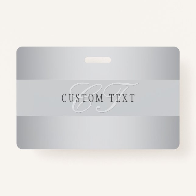 Elegant Editable Monogram Script Writing | Grey Badge (Front)