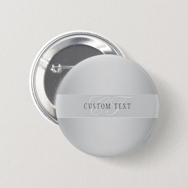 Elegant Editable Monogram Script Writing | Grey Button (Front & Back)