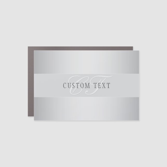 Elegant Editable Monogram Script Writing | Grey Car Magnet (Front)