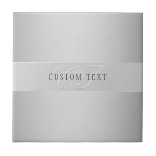 Elegant Editable Monogram Script Writing   Grey Ceramic Tile