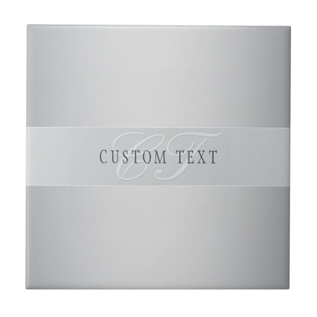 Elegant Editable Monogram Script Writing | Grey Ceramic Tile (Front)