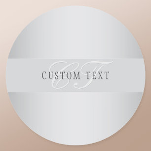 Elegant Editable Monogram Script Writing Grey Classic Round Sticker