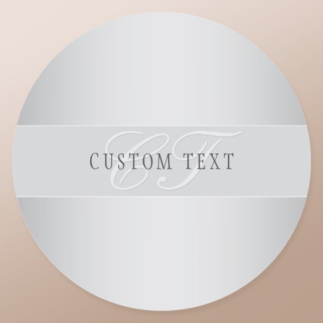 Elegant Editable Monogram Script Writing | Grey Classic Round Sticker (Creator Uploaded)