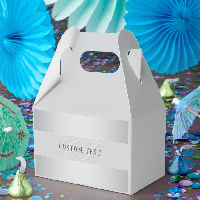 Elegant Editable Monogram Script Writing | Grey Favor Boxes (Party)