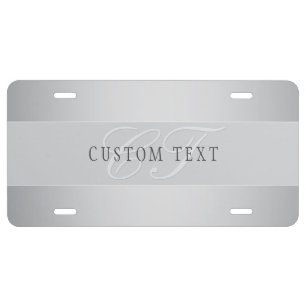 Elegant Editable Monogram Script Writing   Grey License Plate