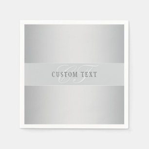 Elegant Editable Monogram Script Writing Grey Napkins