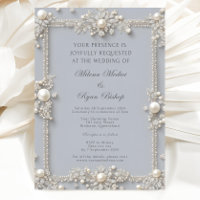 Elegant Editable Pastel Blue Diamonds and Pearls 
