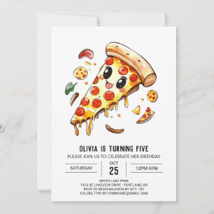 Elegant Editable Pizza Birthday Invitation