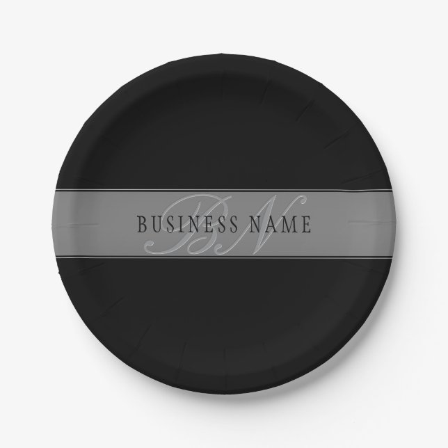 Elegant Editable Script Business Name/other Text Paper Plates (Front)