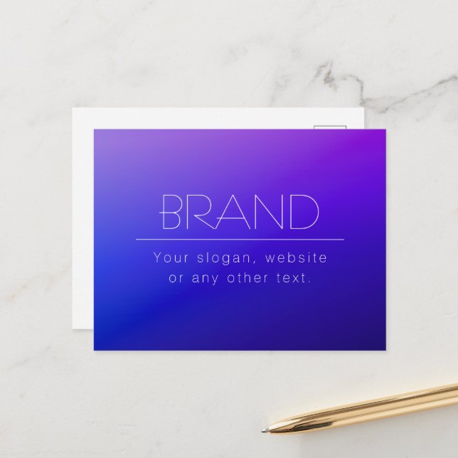 Elegant Editable Text & Modern Fading Purple Color Postcard (Front/Back In Situ)
