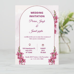 Elegant Editable Wedding Invitation   Modern Flora