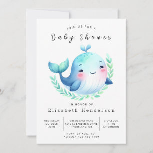 Elegant Editable Whale Baby Shower Invitation