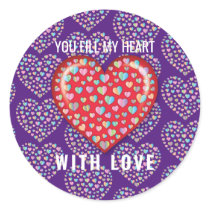 Elegant Editibale Simple Heart Design Classic Round Sticker