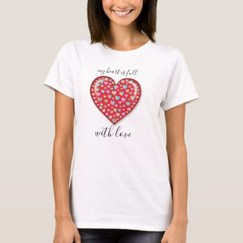 Elegant Editibale Simple Heart Design T_Shirt