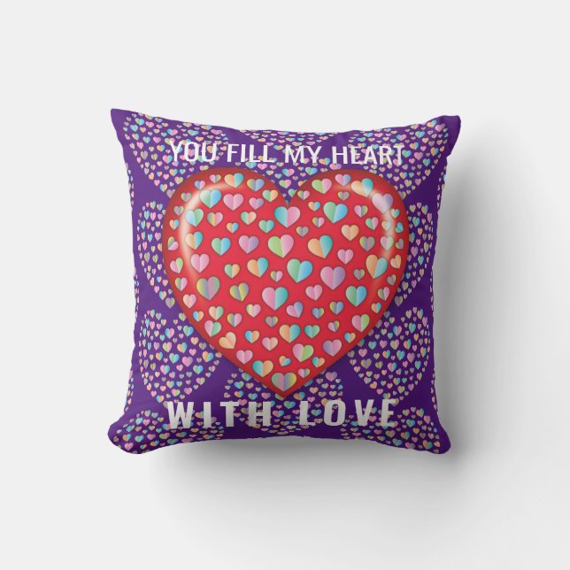 Elegant Editibale Simple Heart Design Throw Pillow (Front)