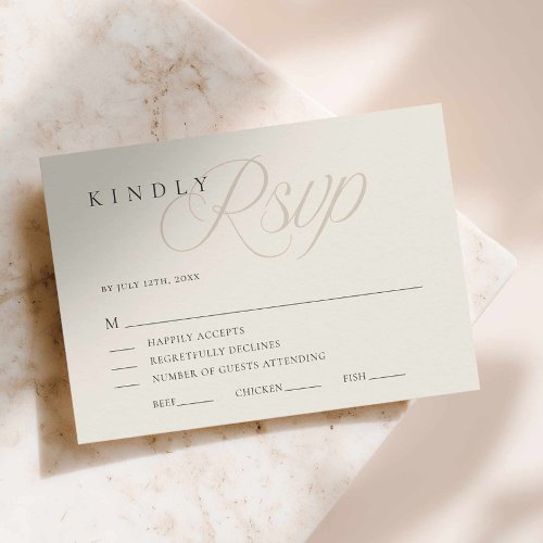 Elegant Editorial Wedding RSVP Card