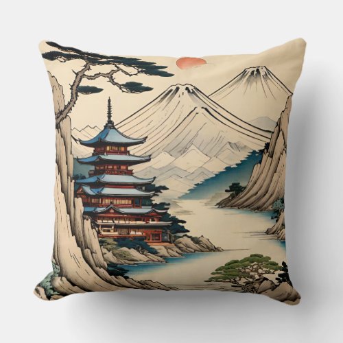 Elegant Edo Ukiyo Style Japanese Cushion Throw Pillow