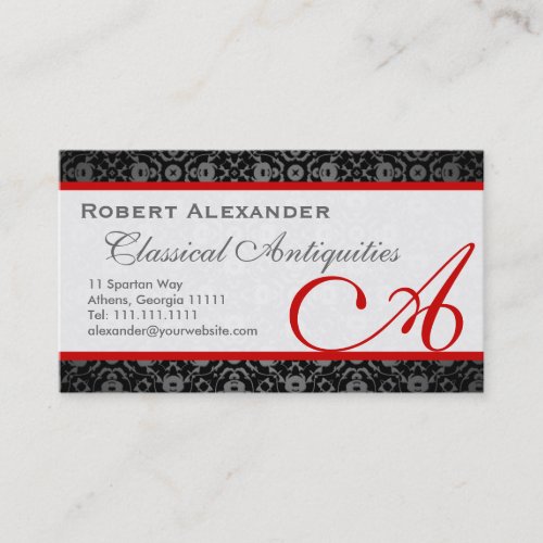 Elegant Edwardian Gentleman's Damask Business Card