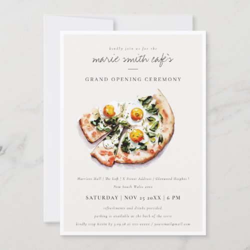 Elegant Egg Basil Pizza Caf Grand Opening Invite