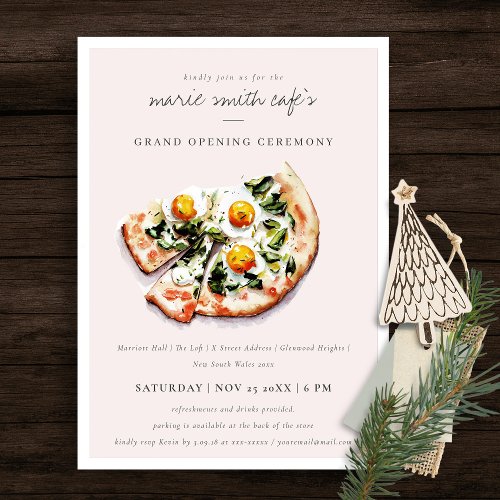 Elegant Egg Basil Pizza Caf Grand Opening Invite