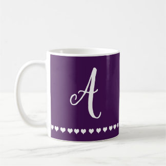 Elegant Eggplant Purple and White Monogram Initial Coffee Mug