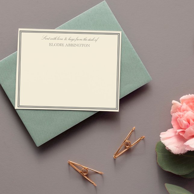 Elegant Eggshell Sent With Love & Hugs Note Card (Creator Uploaded)