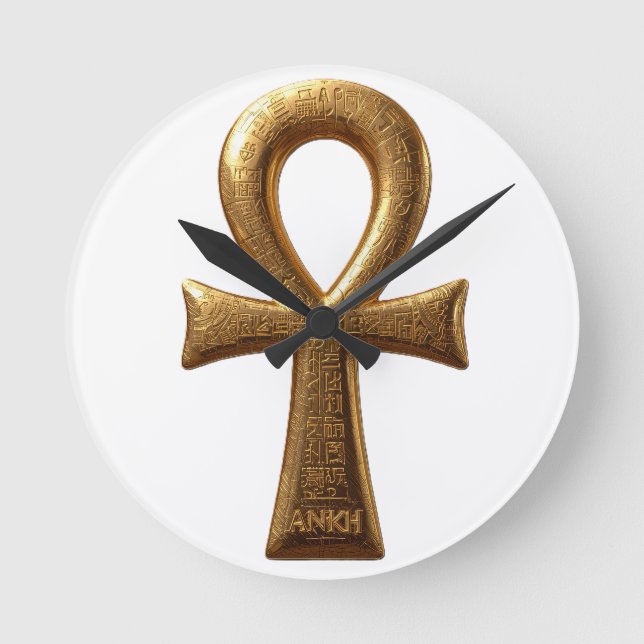 Elegant Egyptian Ankh Symbol Wall Art Round Clock (Front)