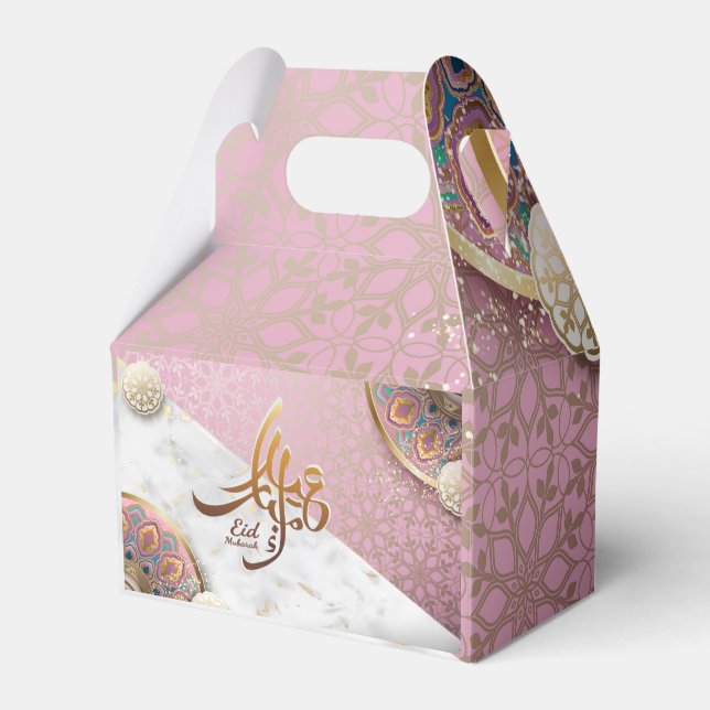 Elegant Eid Mubarak Arabic Calligraphy gold Favor Boxes (Front Side)
