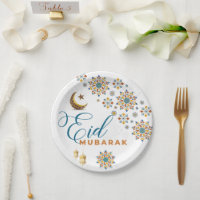 Elegant Eid Mubarak Arabic Calligraphy Moon Stars 