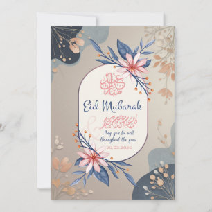 Elegant Eid Mubarak Floral Islamic Greeting Card