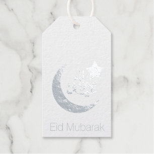 Elegant Eid Mubarak Gold Moon Star Foil Gift Tags