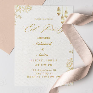elegant eid mubarak invitation Floral Beige Muslim