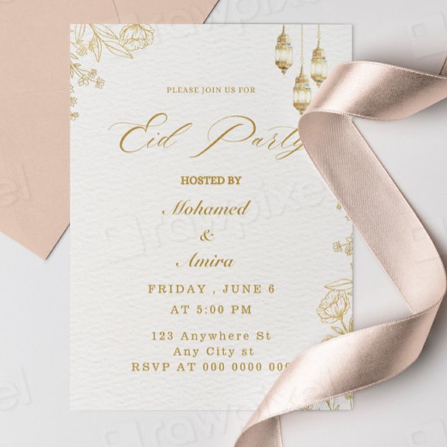 elegant eid mubarak invitation Floral Beige Muslim (Creator Uploaded)