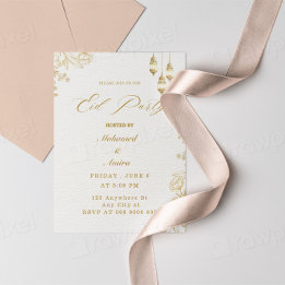 elegant eid mubarak invitation Floral Beige Muslim